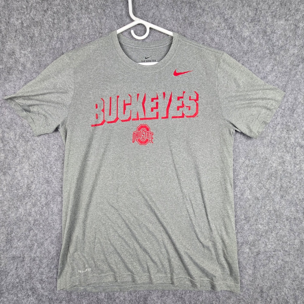 Nike The Nike Tee Mens Large Ohio State Buckeyes Dri-Fit Short Sleeve Shirt Gray